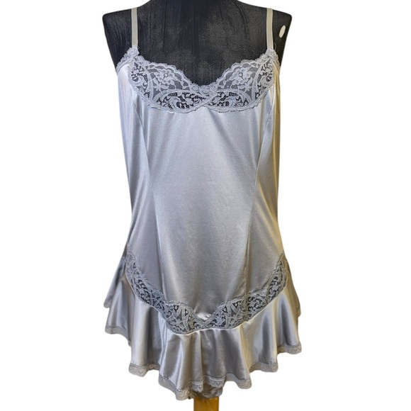 Vintage Blush Silver Gray Lace Chemise - Picture 3 of 12